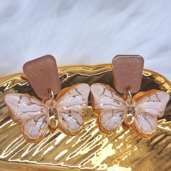 New BUTTERFLY dangle earrings with 925 silver posts - Picture 1 of 12